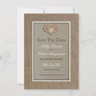 Rustic Burlap Salve a Data Convite