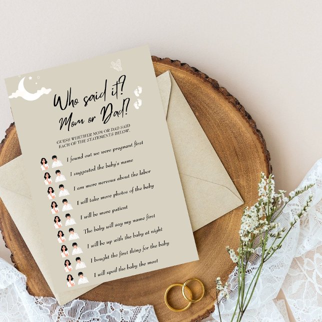 Rustic Chá de fraldas Game Quem Disse? Mãe ou Pai? (Criador carregado)