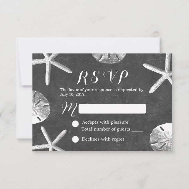 Rustic Chalkboard Beach Wedding RSVP (Frente)
