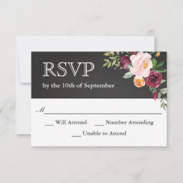 Rustic Chalkboard Floral Wedding RSVP