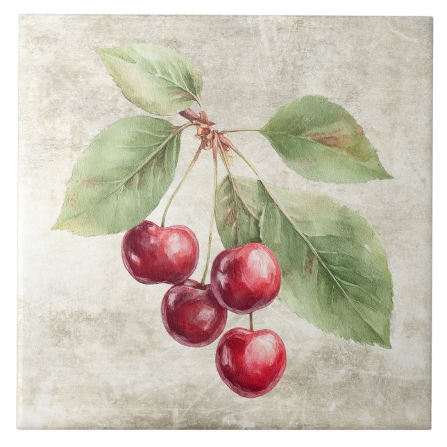 Rustic Cherries Watercolor Fruit (Frente)