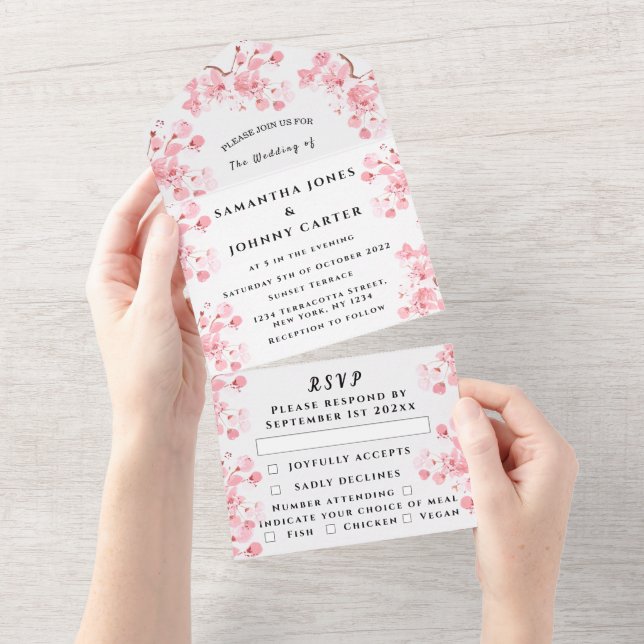 Rustic Cherry Blossom Japonês Flores Rosa Sakura (Aba destacável)