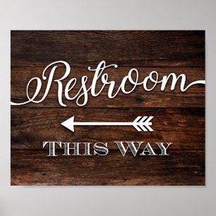 Rustic Chic RESTROOM This WAY Sign Impressão SUST