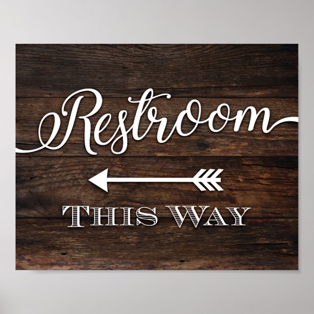 Rustic Chic RESTROOM This WAY Sign Impressão SUST (Frente)