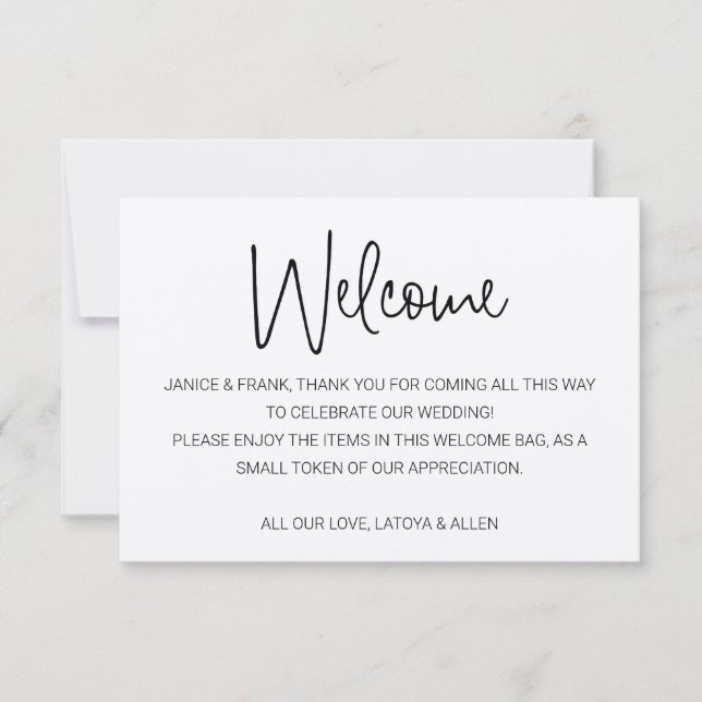 Rustic Com Nomes Bem-Vindo Casamento Gift Basket (Frente)