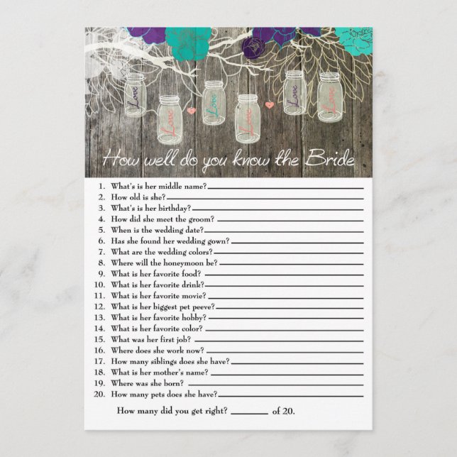 Rustic Como você conhece bem o jogo da noiva? (Frente)