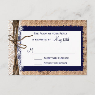 Rustic Country Burlap Lace Twine Casamento RSVP