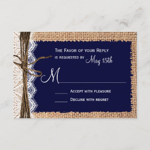 Rustic Country Burlap Lace Twine Casamento RSVP