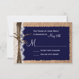 Rustic Country Burlap Lace Twine Casamento RSVP