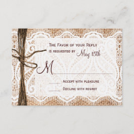 Rustic Country Burlap Lace Twine Casamento RSVP