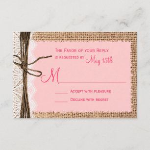 Rustic Country Burlap Lace Twine Casamento RSVP