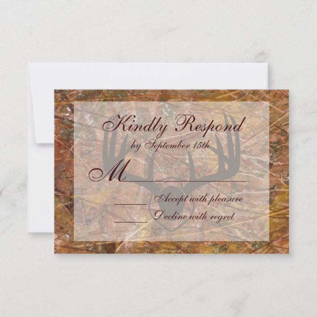Rustic Country Camo Hunting Antlers Casando RSVP (Frente)