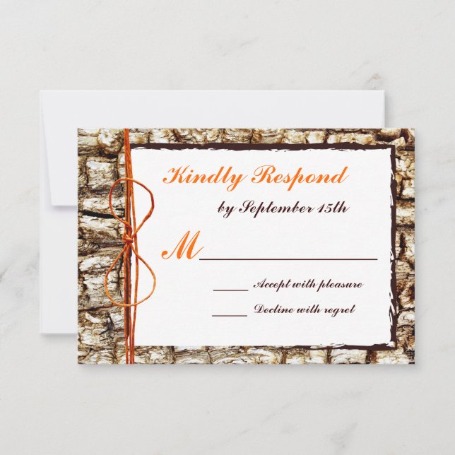 Rustic Country Camo Orange Arco Weding RSVP (Frente)