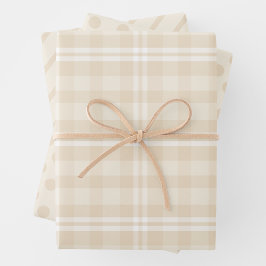 Rustic Country Chic Cream Plaid, Dots & Stripes