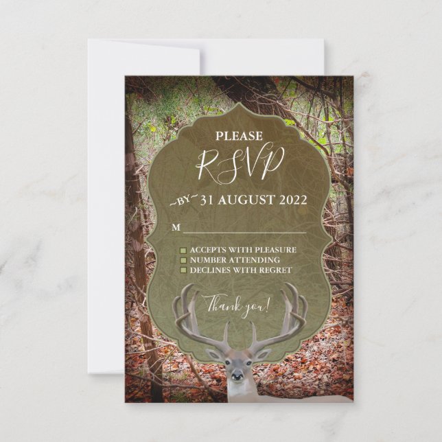 Rustic Country Deer Hunter Wedding RSVP (Frente)