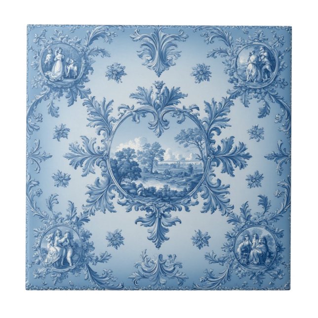 Rustic Country Floral Motif Dusty Blue Muted Tones (Frente)
