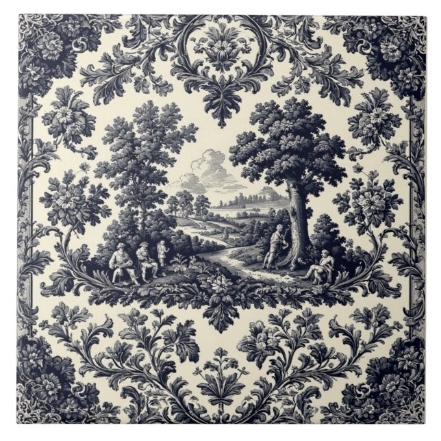 Rustic Country Folks French Toile Pastoral Scenery (Frente)