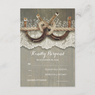 Rustic Country Horsferes Wood Lace Wedding RSVP