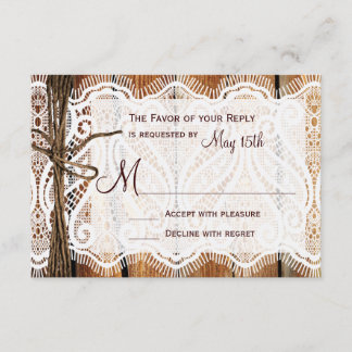 Rustic Country Lace Twine Wood Weding RSVP