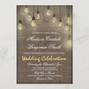 Rustic Country Luzes Burlap Casamentos Convites