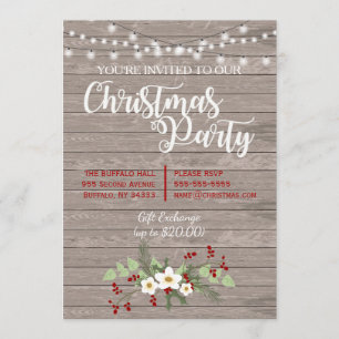 Rustic Country Madeira Natal Red Holly Convite