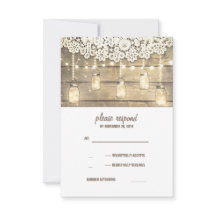 Rustic Country Mason Jars Lights Lace Wood RSVP