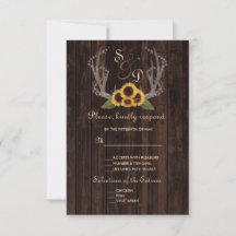 Rustic Country Sunflower Antlers Casando RSVP