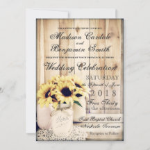 Rustic Country Sunflower Mason Jar Convite de casa