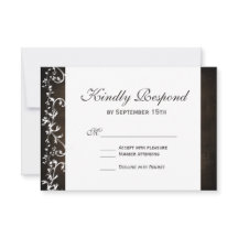 Rustic Country Swirls Brown Weding Cartões RSVP