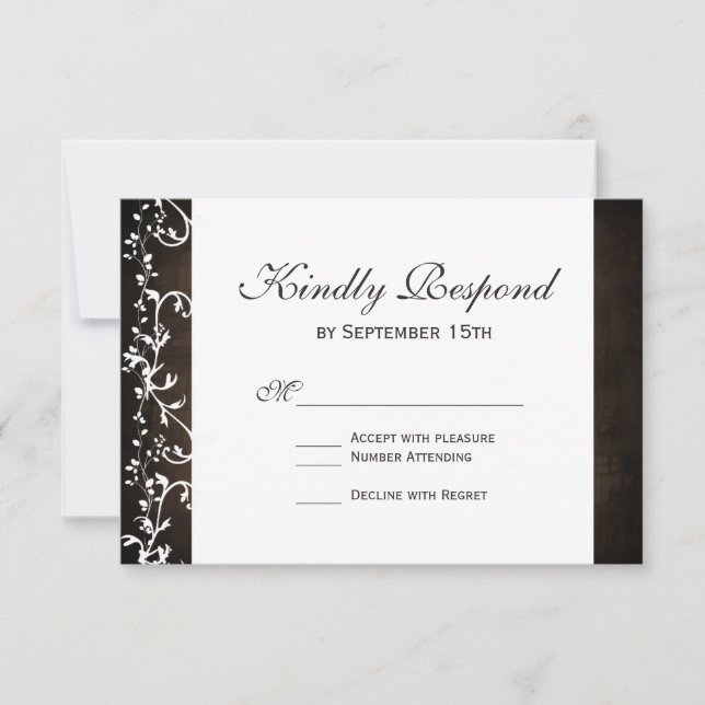 Rustic Country Swirls Brown Weding Cartões RSVP (Frente)