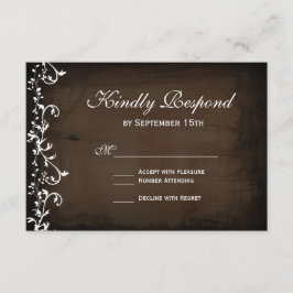 Rustic Country Swirls Brown Weding Cartões RSVP