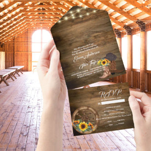 Rustic Cowboy Boots Sunflower Western Weding