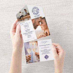 Rustic Crest Monograma 3 Foto Código QR Casamento