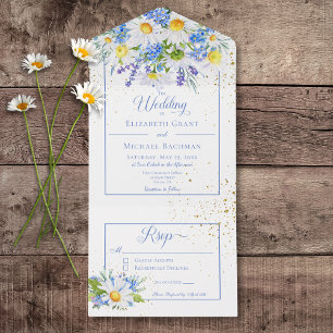 Rustic Daisies & Blue Floral Buquê No Janta