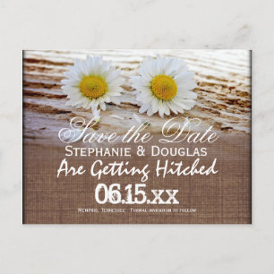 Rustic Daisies Burlap Salve os Cartões de Data