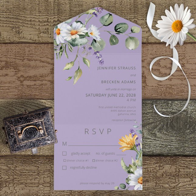 Rustic Daisy & Lavanda Floral Purple Janta (Criador carregado)