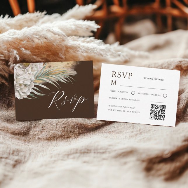 Rustic Dark Brown Watercolor Floral RSVP (Criador carregado)