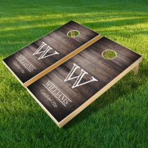 Rustic Dark Wood Country Family Name Monograma