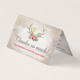 Rustic Deer Antler Bohemian Floral Wood Obrigado