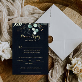 Rustic Dourada Floral Wedding Blue Menu Choice RSV