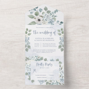 Rustic Dusty Blue Floral Casamento por Aquarela