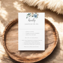Rustic Dusty Blue Flowers Script Weding RSVP