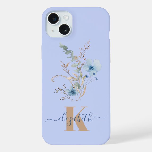 rustic dusty Blue watercolor flower bouquet (Verso)