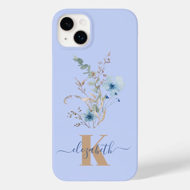 rustic dusty Blue watercolor flower bouquet (Verso)