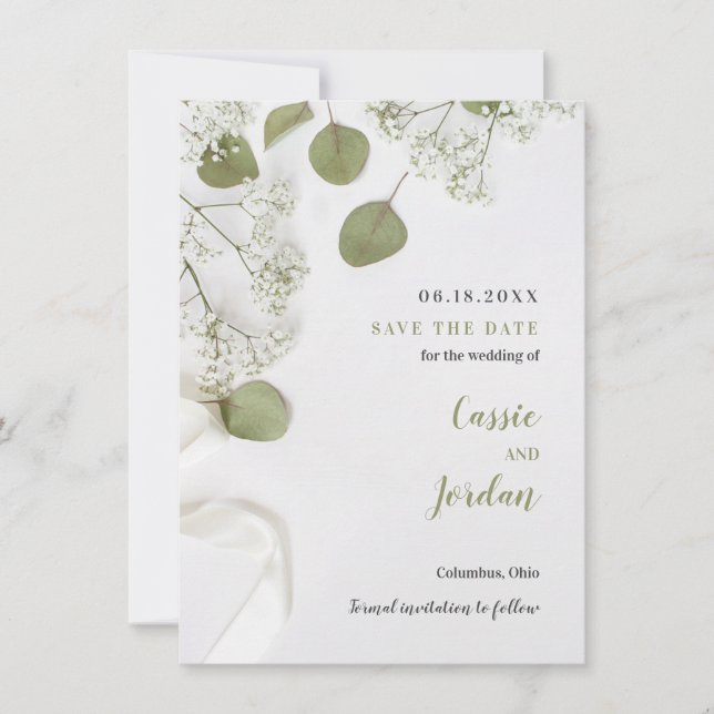 Rustic Elegant Botanical Save the Date (Guardar a  (Frente)