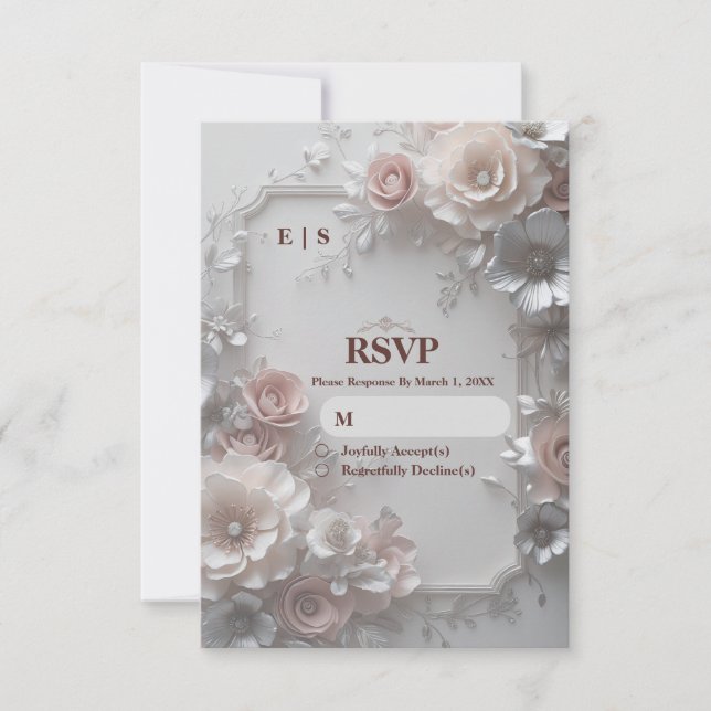 Rustic Elegant Floral Wedding RSVP Card (Frente)
