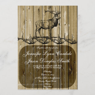 Rustic Elk Wildlife Hunting Convites Para Casament