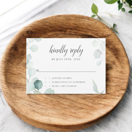 Rustic Eucalyptus Script Wedding RSVP