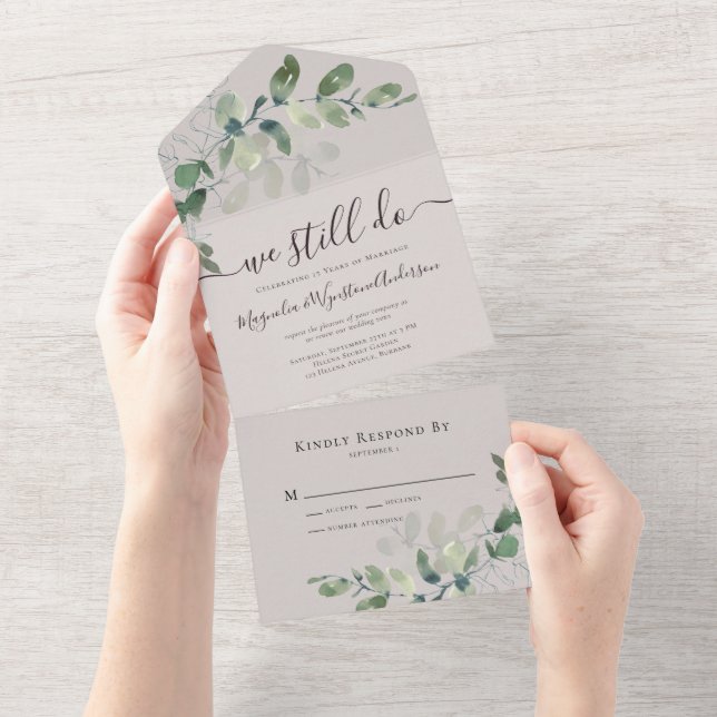 Rustic Eucalyptus Vow Renewal Ecru (Aba destacável)