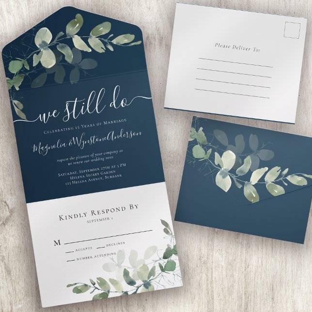 Rustic Eucalyptus Vow Renewer Marinho Blue (Criador carregado)